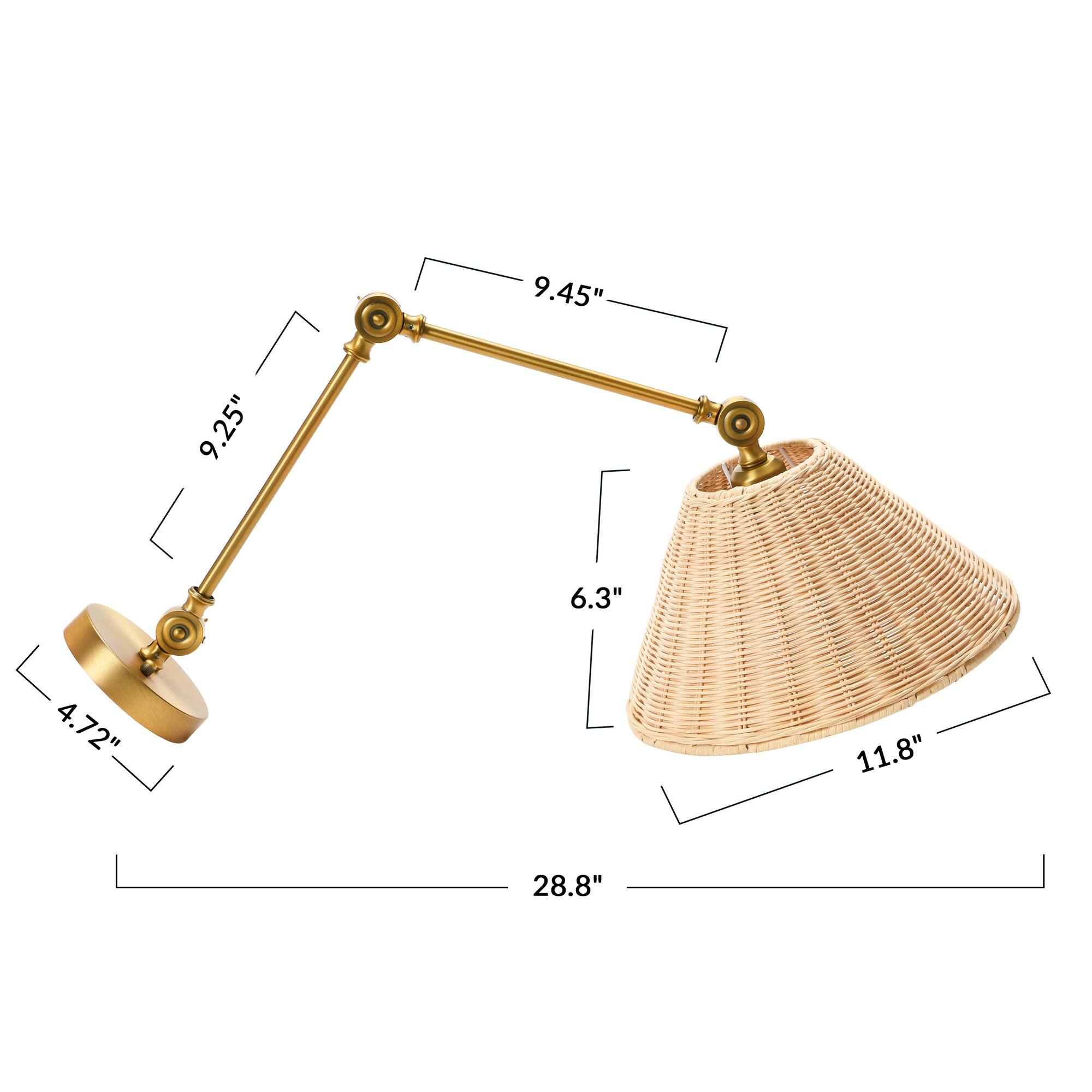 Hello Honey® 29" Antique Metal Brass Finish Coastal Adjustable Wall Sconce